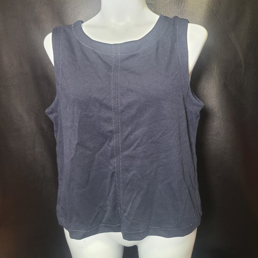 NWT Max Studio London Navy Blue White Stitch Sleep set Size XL - Picture 1 of 15